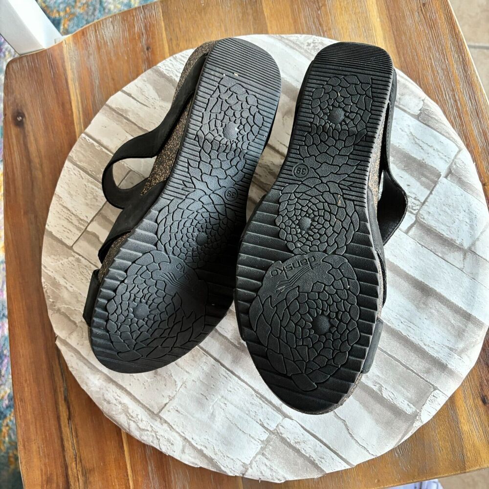 Dansko Leather Criss Cross Straps Wadge‎ Sandals Black 39 Adjustable Straps - Picture 7 of 11